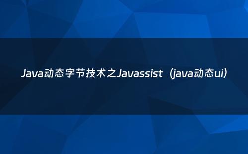 Java动态字节技术之Javassist（java动态ui）
