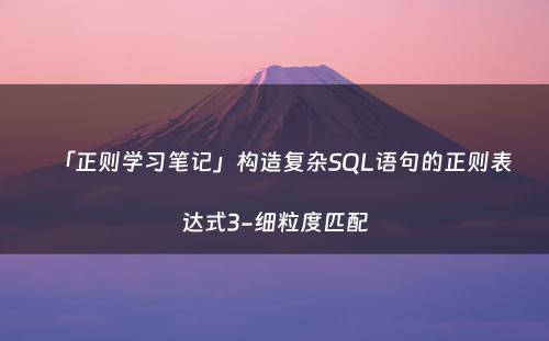 「正则学习笔记」构造复杂SQL语句的正则表达式3-细粒度匹配