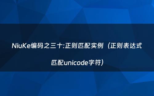 NiuKe编码之三十:正则匹配实例（正则表达式匹配unicode字符）