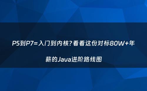 P5到P7=入门到内核?看看这份对标80W+年薪的Java进阶路线图