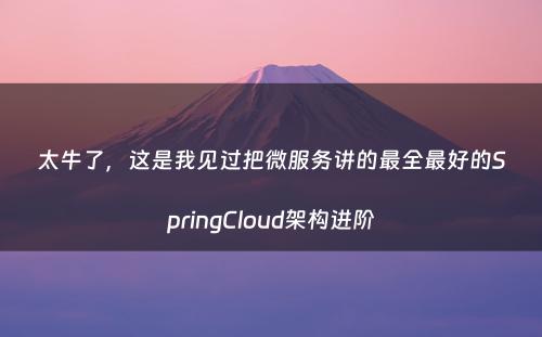 太牛了，这是我见过把微服务讲的最全最好的SpringCloud架构进阶