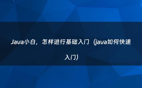 Java小白，怎样进行基础入门（java如何快速入门）