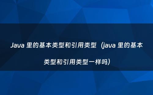 Java 里的基本类型和引用类型（java 里的基本类型和引用类型一样吗）