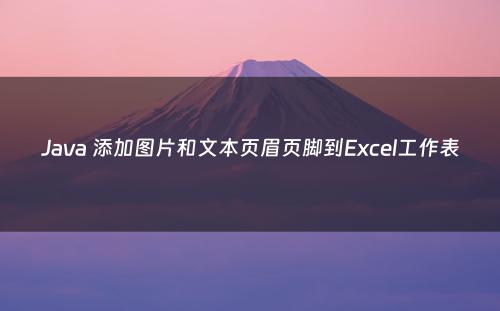 Java 添加图片和文本页眉页脚到Excel工作表