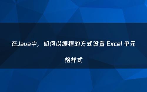 在Java中，如何以编程的方式设置 Excel 单元格样式