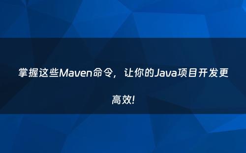 掌握这些Maven命令，让你的Java项目开发更高效!