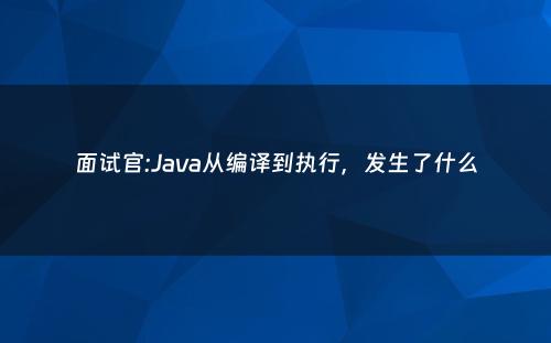 面试官:Java从编译到执行，发生了什么