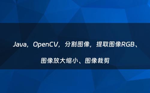 Java，OpenCV，分割图像，提取图像RGB、图像放大缩小、图像裁剪