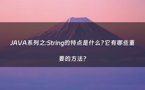 JAVA系列之:String的特点是什么?它有哪些重要的方法?