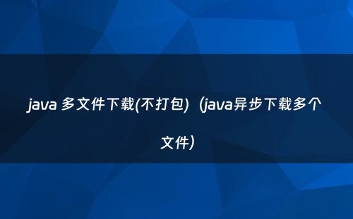 java 多文件下载(不打包)（java异步下载多个文件）
