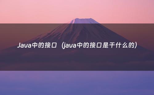 Java中的接口（java中的接口是干什么的）