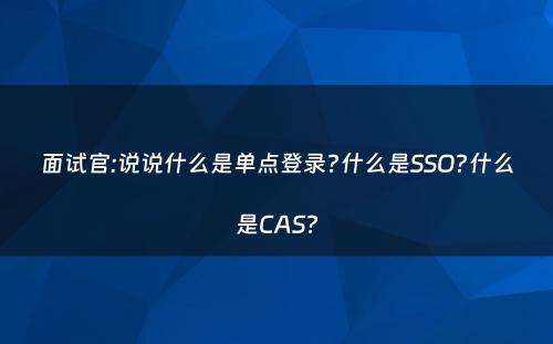 面试官:说说什么是单点登录?什么是SSO?什么是CAS?