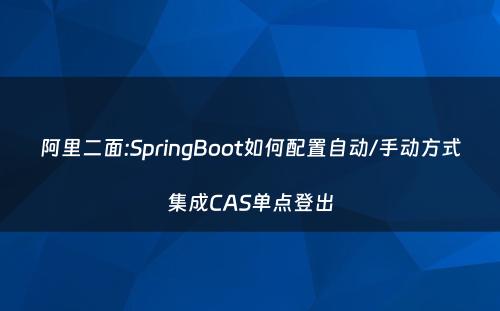 阿里二面:SpringBoot如何配置自动/手动方式集成CAS单点登出