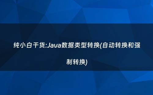 纯小白干货:Java数据类型转换(自动转换和强制转换)