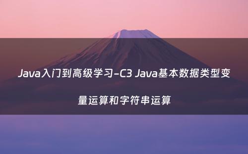 Java入门到高级学习-C3 Java基本数据类型变量运算和字符串运算