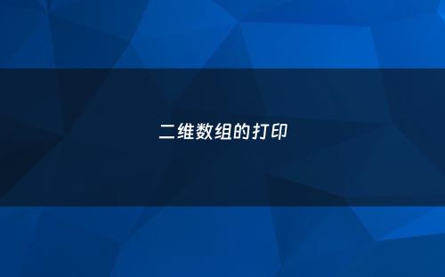 二维数组的打印