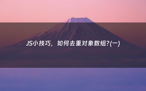 JS小技巧，如何去重对象数组?(一)