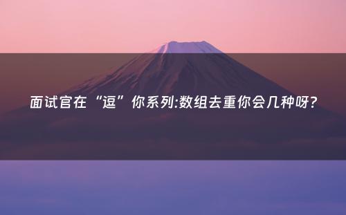 面试官在“逗”你系列:数组去重你会几种呀?