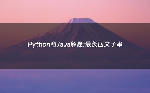 Python和Java解题:最长回文子串