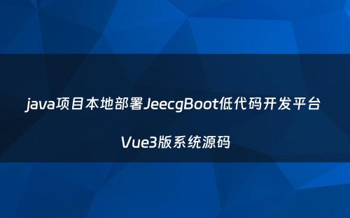 java项目本地部署JeecgBoot低代码开发平台Vue3版系统源码