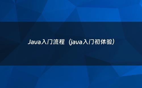 Java入门流程（java入门初体验）