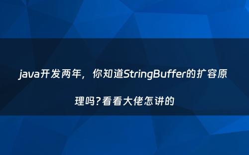 java开发两年，你知道StringBuffer的扩容原理吗?看看大佬怎讲的