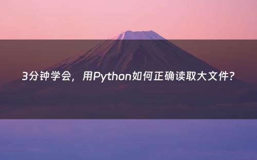 3分钟学会，用Python如何正确读取大文件?