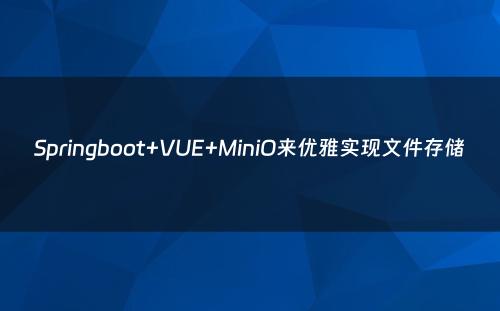 Springboot+VUE+MiniO来优雅实现文件存储