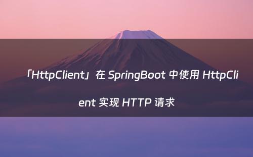 「HttpClient」在 SpringBoot 中使用 HttpClient 实现 HTTP 请求