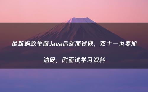 最新蚂蚁金服Java后端面试题，双十一也要加油呀，附面试学习资料