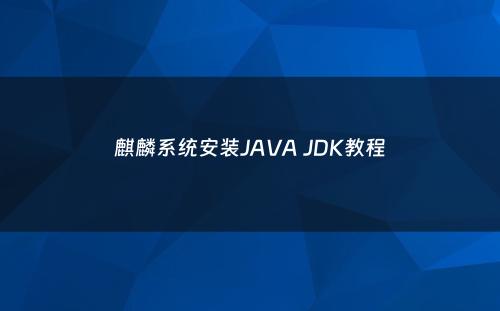 麒麟系统安装JAVA JDK教程