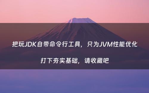 把玩JDK自带命令行工具，只为JVM性能优化打下夯实基础，请收藏吧