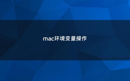mac环境变量操作