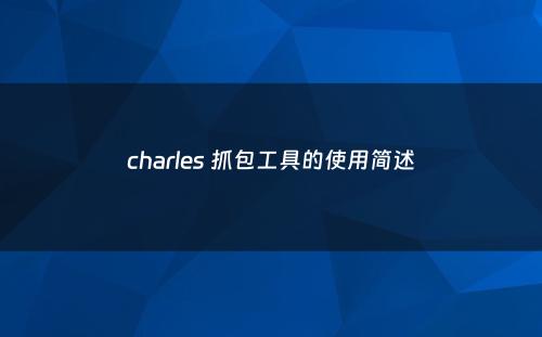 charles 抓包工具的使用简述