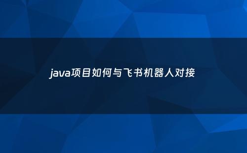 java项目如何与飞书机器人对接