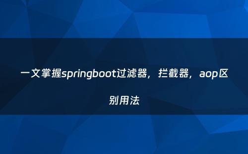 一文掌握springboot过滤器，拦截器，aop区别用法