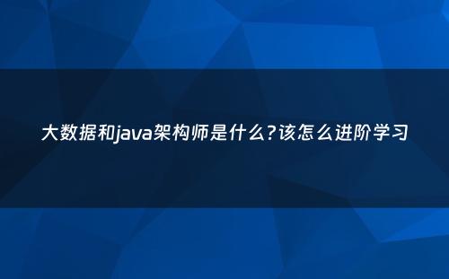 大数据和java架构师是什么?该怎么进阶学习