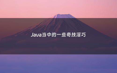 Java当中的一些奇技淫巧