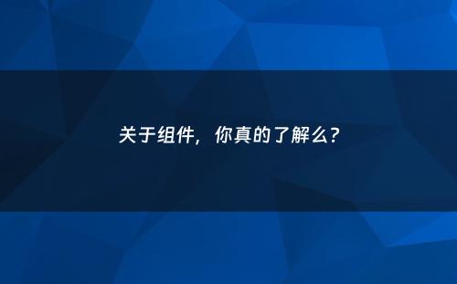 关于组件，你真的了解么?
