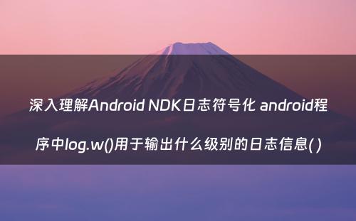 深入理解Android NDK日志符号化 android程序中log.w()用于输出什么级别的日志信息( )
