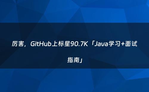 厉害，GitHub上标星90.7K「Java学习+面试指南」