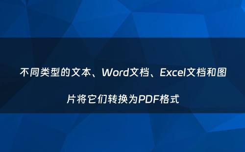 不同类型的文本、Word文档、Excel文档和图片将它们转换为PDF格式