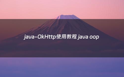 java-OkHttp使用教程 java oop