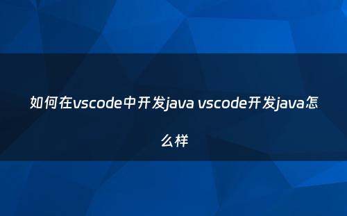 如何在vscode中开发java vscode开发java怎么样
