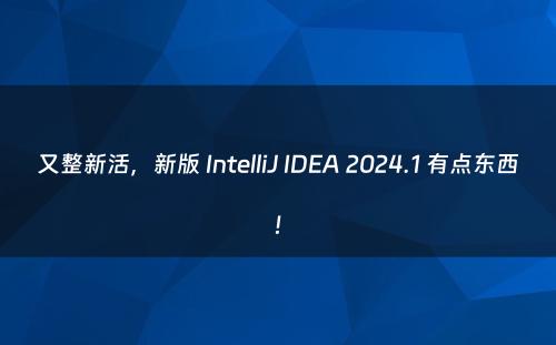 又整新活，新版 IntelliJ IDEA 2024.1 有点东西!