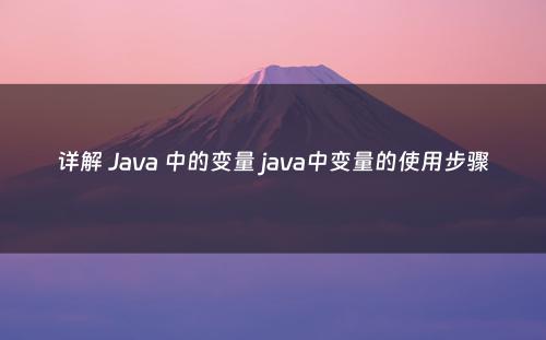 详解 Java 中的变量 java中变量的使用步骤