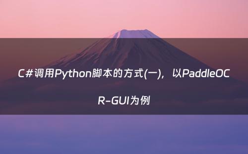 C#调用Python脚本的方式(一)，以PaddleOCR-GUI为例