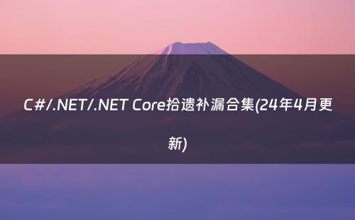 C#/.NET/.NET Core拾遗补漏合集(24年4月更新)
