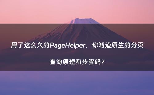 用了这么久的PageHelper，你知道原生的分页查询原理和步骤吗?