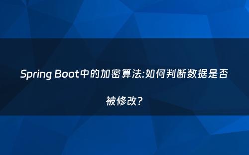 Spring Boot中的加密算法:如何判断数据是否被修改?